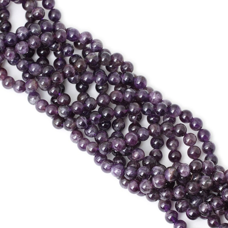 CHEAVIAN 45PCS 8mm Natural Amethyst Gemstone Round Loose Beads Crystal Energy Stone Healing Power for Jewelry Making 1 Strand 15" - Image 4